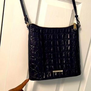 Brahmin Navy Blue Crossbody textured leather bag. Authentic with tags.